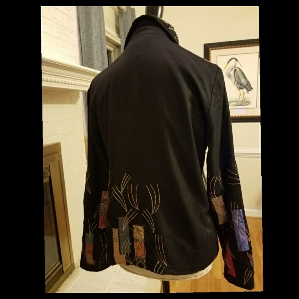 β¨π€ COLDWATER CREEK Black Multicolor Brocade Jacket Blazer Small S π€ - Picture 3 of 5